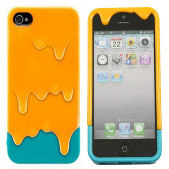 Gambar Oranye biru 3D Mencair Es Krim Penutup Hard Case Untuk Iphone 5 5S Leegoal   Internasional