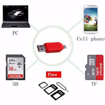 OTG Card Reader for SDHC Micro SD 2 in 1 Merah Free