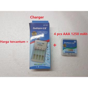 Paket charger 4 slot in 1  bonus langsung 4 pcs baterai AAA