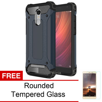 Peonia Kingkong Defender Slim Armor Case for Xiaomi Redmi Note 3 / Pro versi Kenzo - Dark Blue + Rounded Tempered Glass  
