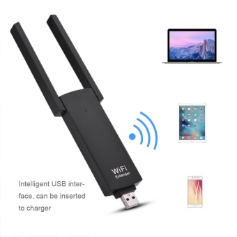 Gambar Portable 300M Dual Antenna USB WiFi Signal Range Extender Wireless Router Repeater AP Amplifier   intl