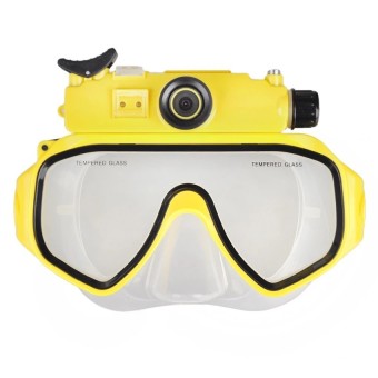 Portable HD Camera Underwater Sport Camera Diving Mask Camera Sport DV Camcorder AVI Video Tempered Glass Lenses Yellow  