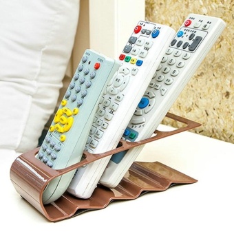 Gambar Practical Remote Control Holder Creative Four Compartments PlasticRemote Control Caddy Organizer (coffee)   intl