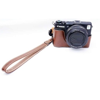 Gambar PU Leather Camera Bottom Case Half Body Set Cover ForCanonPowershotG1X Mark II G1X M2 G1X2 G1X II(Coffee)   intl