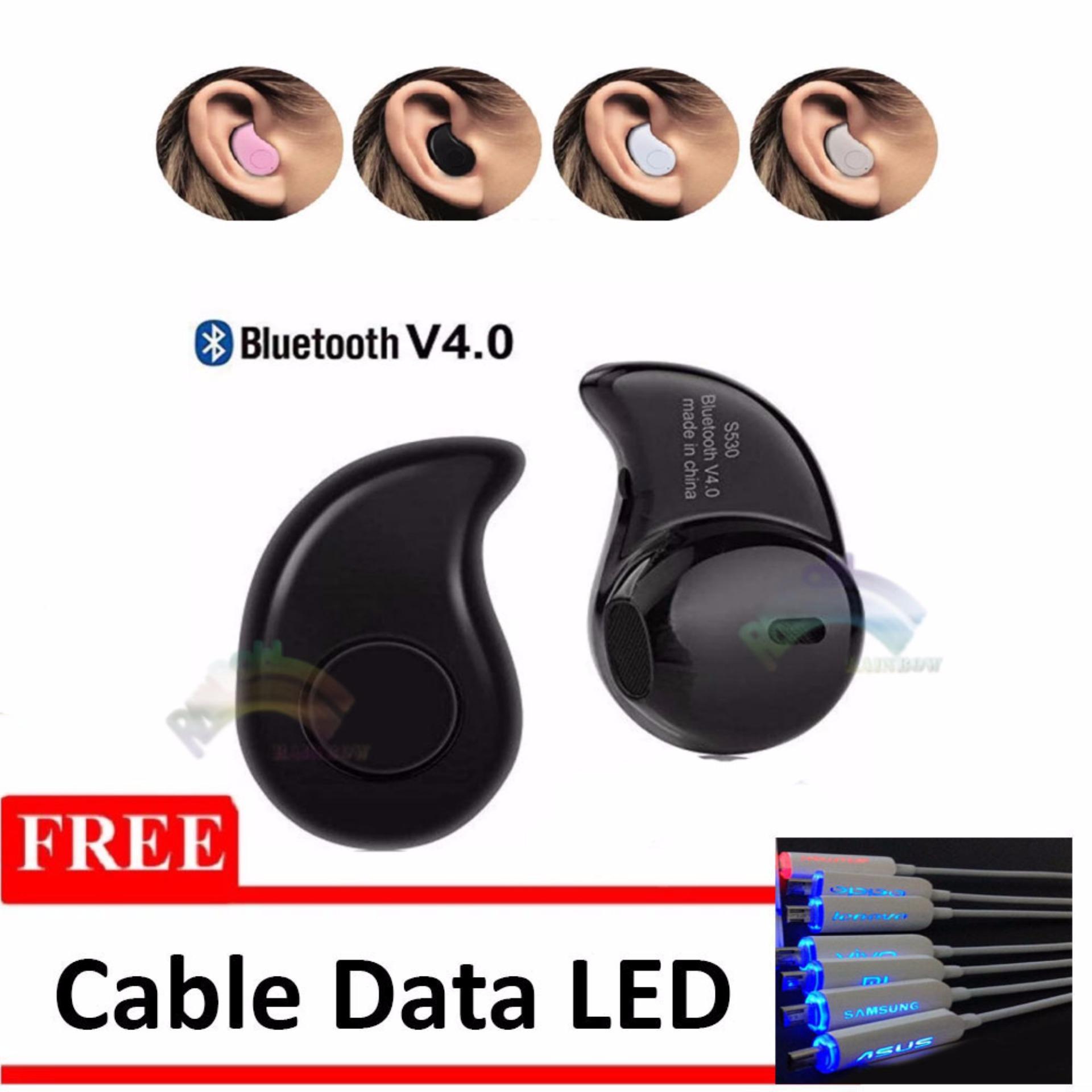 ... Rainbow Bluetooth V 4.0 Music Invisible Handsfree Bluetooth ModelS530 Kacang Mete / Micro Sport Stereo Mini ...