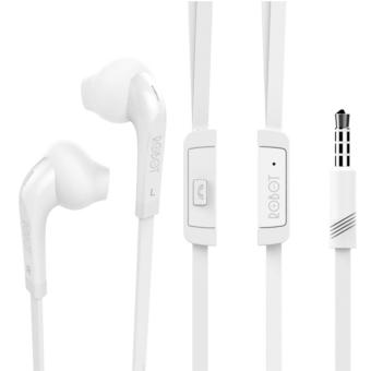 robot re220 portble wired earphone headset white