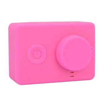 Gambar Rubber Skin Protective Housing Cover with Lens Cap Pink forXiaomiYiAction Camera   intl