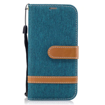 Gambar Samsung a3 2017 a3100 a310f denim kain clamshell dompet kulit