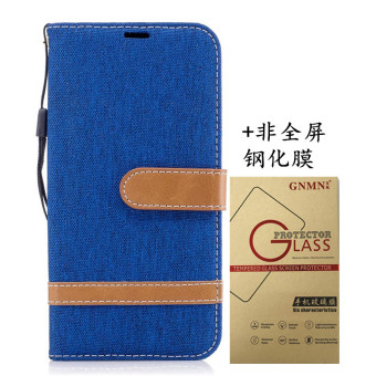 Gambar Samsung j5 2017 j530f denim kain clamshell dompet set ponsel