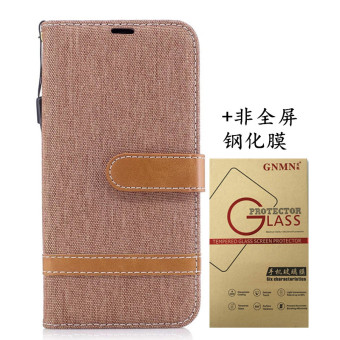 Gambar Samsung j5 2017 j530f denim kain clamshell dompet set ponsel