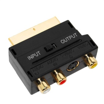 Gambar SCART Adaptor AV Block To 3 Phono Composite or S Video With In OutSwitch GOLD   intl