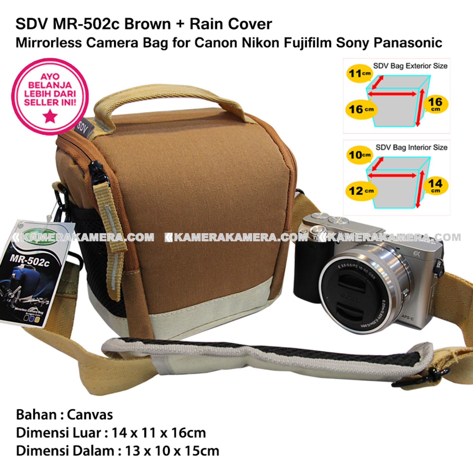 SDV MR-502c Brown Canvas Bag with Rain Cover Tas Kamera Mirrorless Canon Nikon Sony