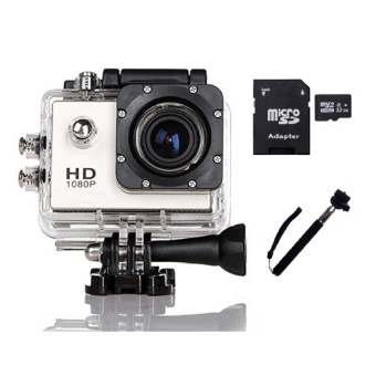 SJ4000 Sport Camera Waterproof and 32GB Micro SD Card and Self Stick Monopad White - intl  