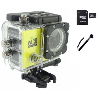 SJ6000 Sport Camera Waterproof Wifi Camera and 32GB Micro SD Cardand Self Stick Monopad Yellow - intl  
