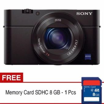 Sony Cyber-shot DSC-RX100 M3 - 20 MP - Digital Camera Mark III - Hitam + Gratis SDHC 8GB  
