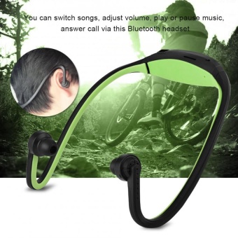 Gambar Sport Wireless Bluetooth 4.1 Earphone Stereo Headphones Headset MicTF Card Slot  Green   intl