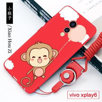 Gambar Super meng vivoxplay6 xplay6 lucu lanyard merah dan hitam matte telepon shell lengan silikon