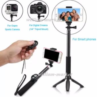 Detail Gambar Tongsis 15cm 3 in 1 Built in Bluetooth Selfie Stick Monopod Tripodfor Iphone Smartphone (BLACK) Terbaru