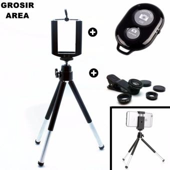 HEMAT Tripod Mini FDT For Handphone And Camera + Holder U +
FreeUniversal Lens Clip multicolor + Free Remote Shutter Multicolor