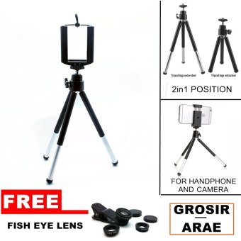 Tripod Mini For Handphone And Camera - Gratis Fish Eye Lens