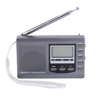 Gambar Tv, Audio   Video, Gaming Wearables Radio Cd Players Portable Mini Radios Fm Mw Sw Receiver With Digital Alarm Clock Fm Radio Receiver(Grey)   intl