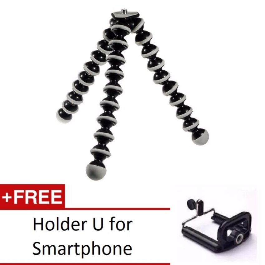 image:                  Twelven Mini Gorilla Flexible Tripod + Free Holder U for Smartphone                              
