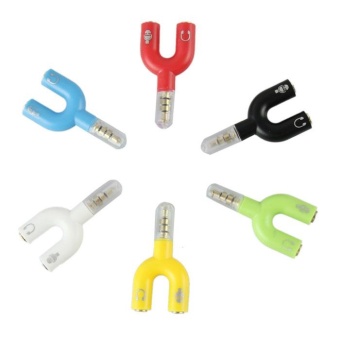 Gambar U Shape 3.5mm One To Two Stereo Audio Earphone Mic Splitter AdapterConnector   intl