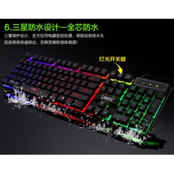 UBUY Mechanical Feel Rainbow Backlit LED Keyboard USB Cable Game Keyboard - 4 .