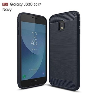 Gambar Ultra Ringan Carbon Fiber Armor Shock bukti Brushed silikon Grip case untuk Samsung Galaxy J3 Pro 2017 J330