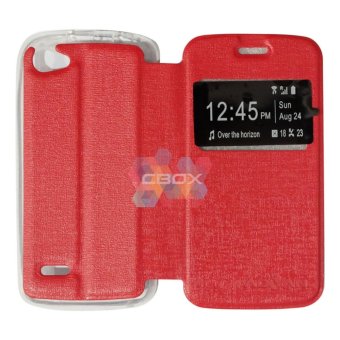 Ume Phone Cover for Advan Vandroid S4t Flip Shell silicone Leather Faux Case - Merah