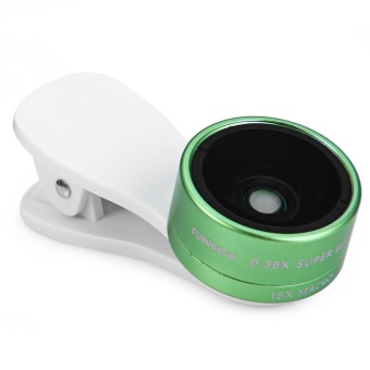 Gambar Universal 2 in 1 Professional HD Camera Lens Kit 0.36X Super WideAngle Lens 15X Macro (Green)   intl