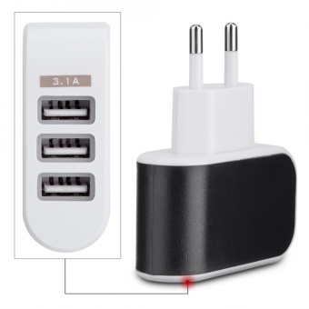 Gambar Universal 3.1A Triple USB 3 Ports Wall Charger Adapter For HomeTravel EU Plug Black   intl