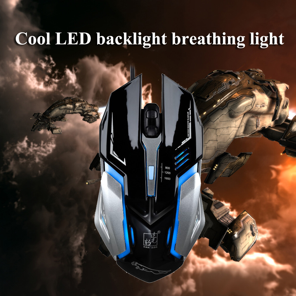 USB kabel optik Mouse Gaming 1600DPI disesuaikan dengan cahaya LED warna - warni .