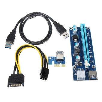 Gambar USB3.0 1x to 16x Extender Riser Card Adapter SATA Power Cable PCI E Express   intl