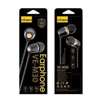Vivan Headset VE-M30 Metal Ceramic Texture Wired Black+Golden Agustus 2019 - 4 Vivan Headset VE-M30 Metal Ceramic Texture Wired Black+Golden - 4