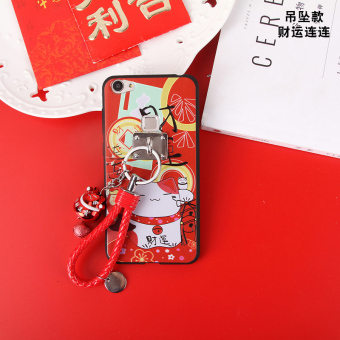 Gambar Vivox6plus silikon lucky cat halter set ponsel dari shell ponsel