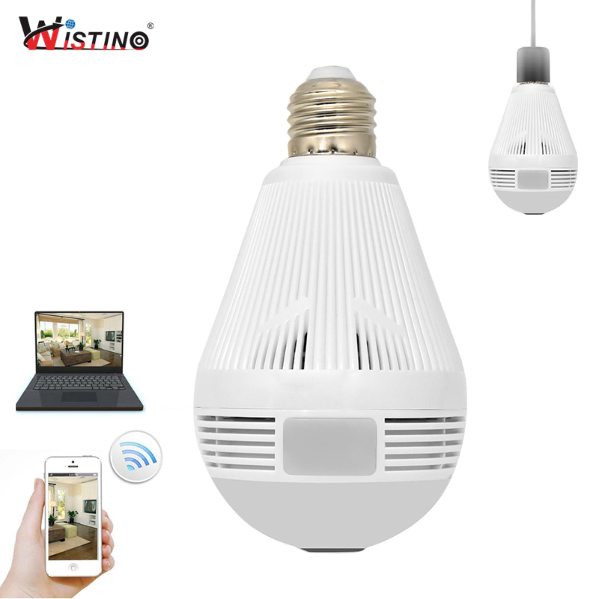 Wistino CCTV 960 P Wireless IP Kamera Bulb VR Panoramic Camera Light Wifi FishEye 360 Derajat
