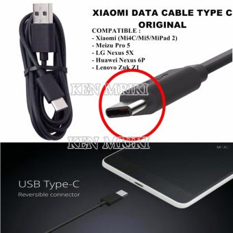Xiaomi Kabel Data Type C Original for Mi 4C / Mi 5 / Mi Pad 2 - Hitam  