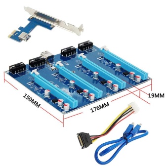 Gambar YBC Express Switch Multiplier HUB Riser Card PCI E X1 TO 4PCI E X16 Kit 1 to 4 Port PCI for BTC Miner   intl
