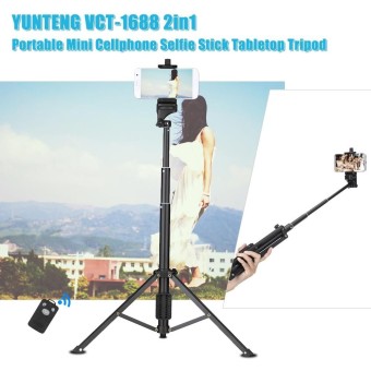 YUNTENG VCT-1688 2in1 Portable Mini Cellphone Selfie Stick Tabletop Tripod with Remote Controller for iPhone Samsung Huawei 52mm-102mm Width Smartphone for DSLR ILDC Cameras Action Camera Max. Load 5kg Outdoorfree - intl