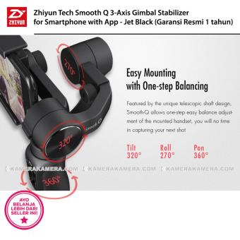 Zhiyun Tech Smooth Q 3-Axis Gimbal Stabilizer for Smartphone with App - Jet Black (Garansi Resmi Zhiyun Indonesia 1 tahun)