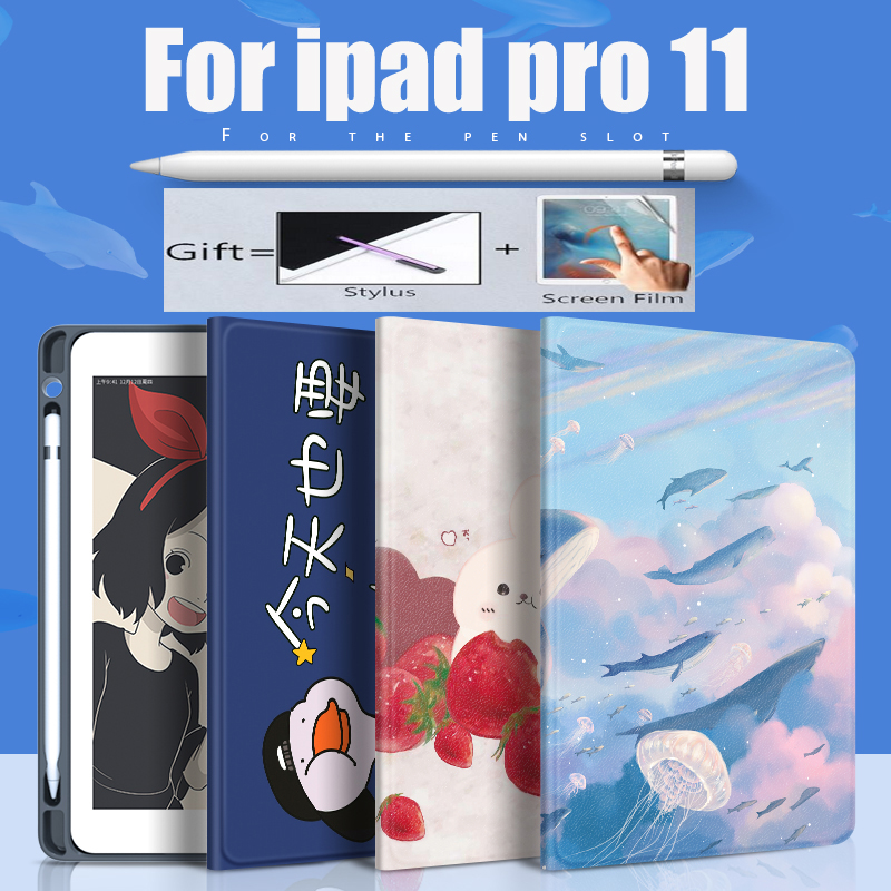 Bao Da Có Giá Đỡ Và Bút Cảm Ứng Cho Ipad air 4 10.9 ipad Pro 11 Inch 2018