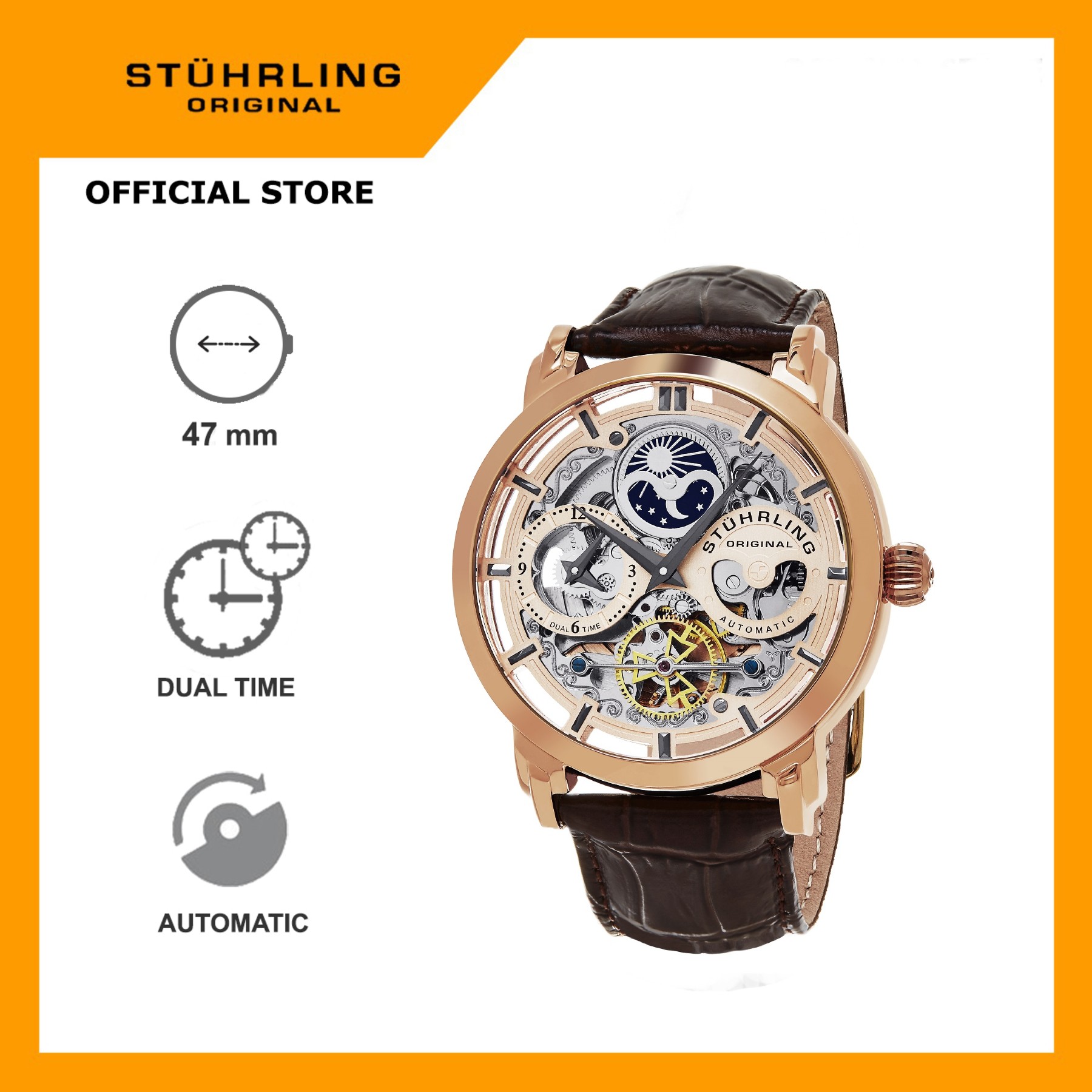 Jam Tangan Anatol 371 Automatic 47mm Skeleton Jam Stuhrling Jam