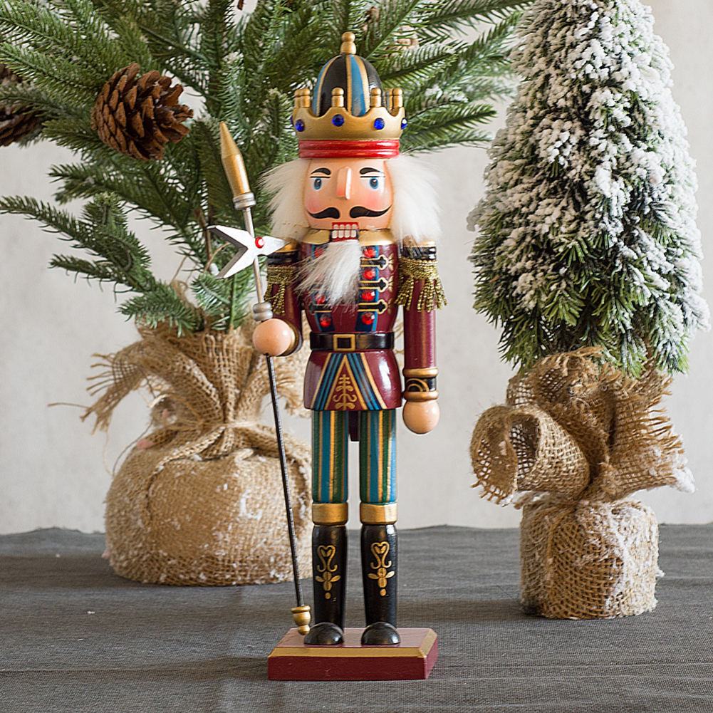 Traditional King & Drummer Nutcracker Puppet Toy for Christmas Themed Party Christmas Decor Gift 14.96inch Tall Perfect for Shelves and Tables Womdee Wooden Christmas Nutcracker 