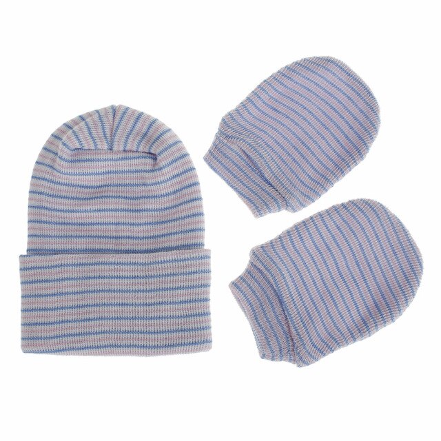 2ชิ้น/เซ็ตเด็กคู่หนา Beanie ทารกแรกเกิด Births ถุงมือหมวกชุดผ้าฝ้ายเด็กทารก Anti-ถุงมือเกาหมวก