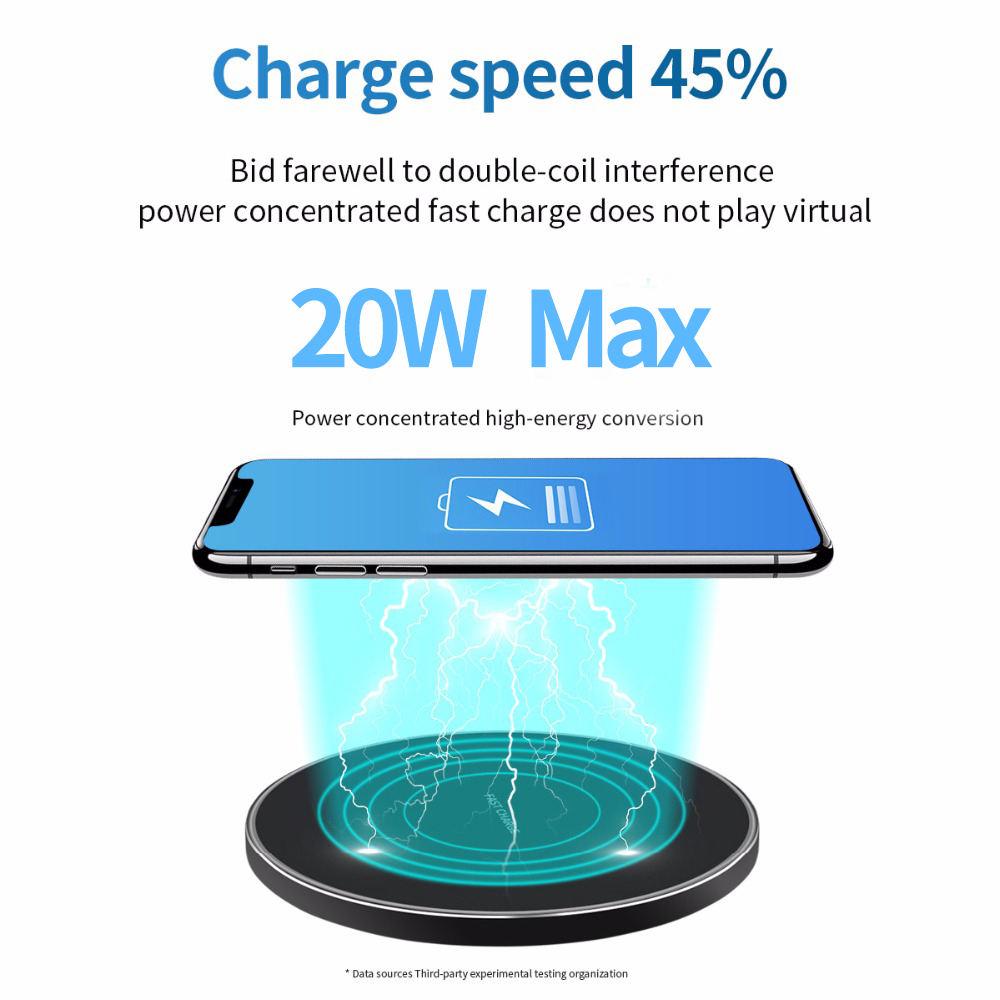 Baseuer 10W Wireless Charger LED Breathing Light Qi Fast Wireless