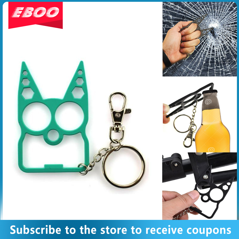 Eboo แมวน่ารัก Multifunctional Keychain แกดเจ็ตกลางแจ้งพวงกุญแจโลหะผสมสังกะสีเช่นที่เปิดขวดไขควงแคมป์ปิ้ง Survival เครื่องมือ