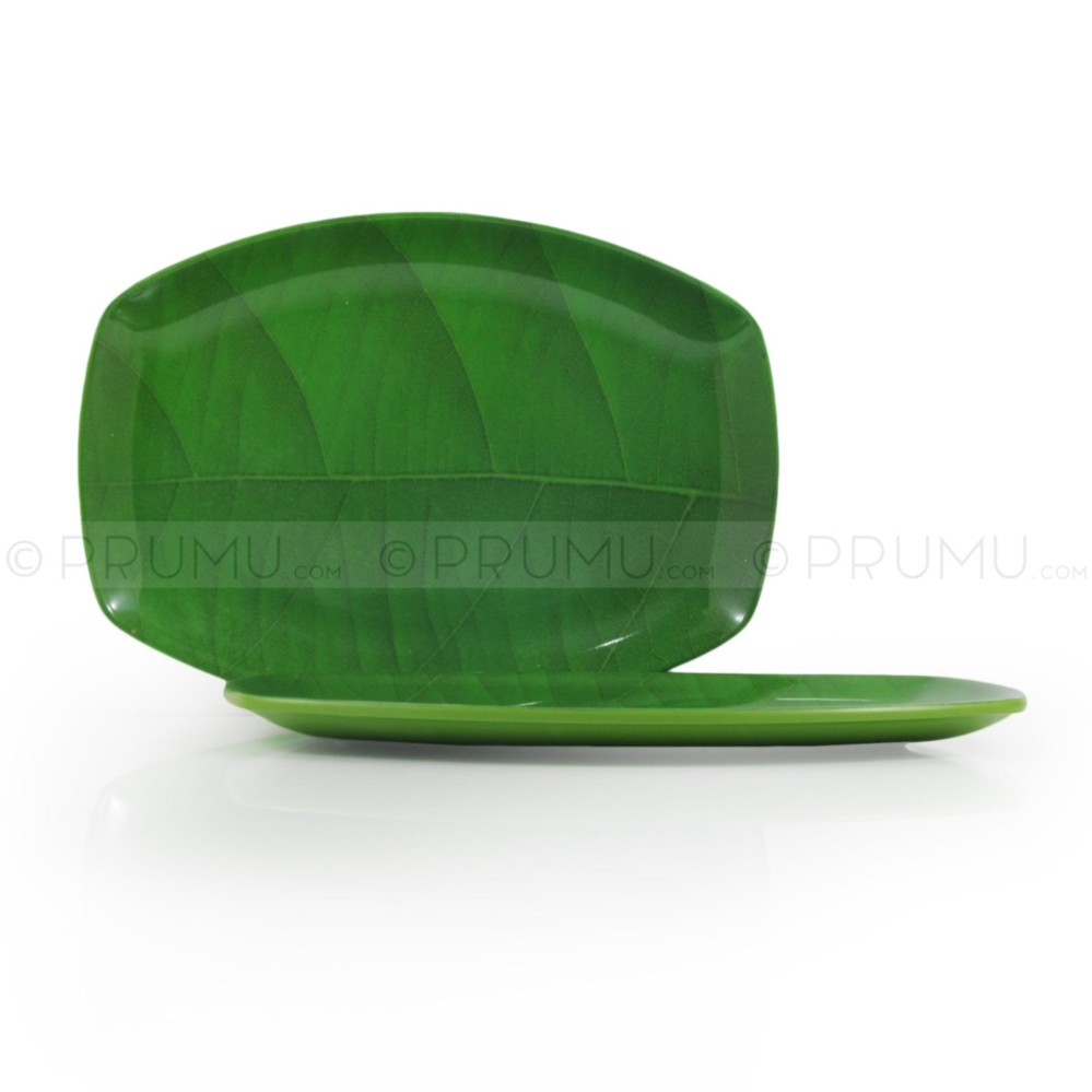3 Piring Saji Melamin Motif Daun ±8\