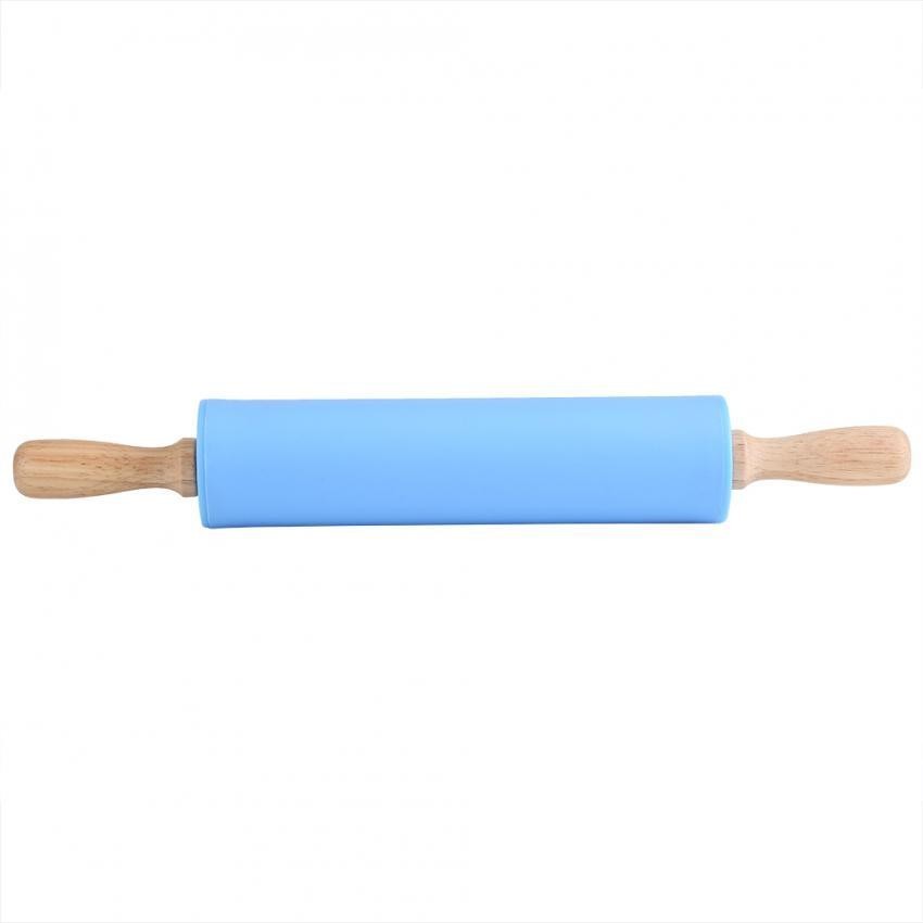 38 Cm Non-stick Silicone Rolling Pin dengan Kayu Handle Pastry Dough Flour Bakeware Dapur Tool Sets-Intl