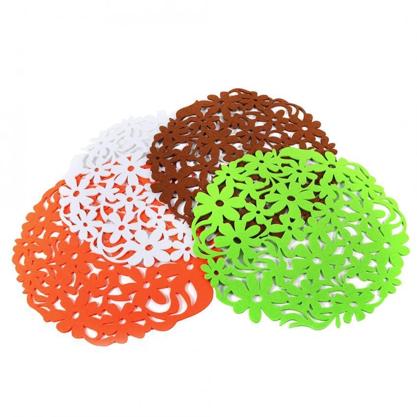 4 Warna Round Bentuk Merasa Meja Baru Alas Piring Tahan Panas Rumah Dapur Makan Malam Tablemats-Intl